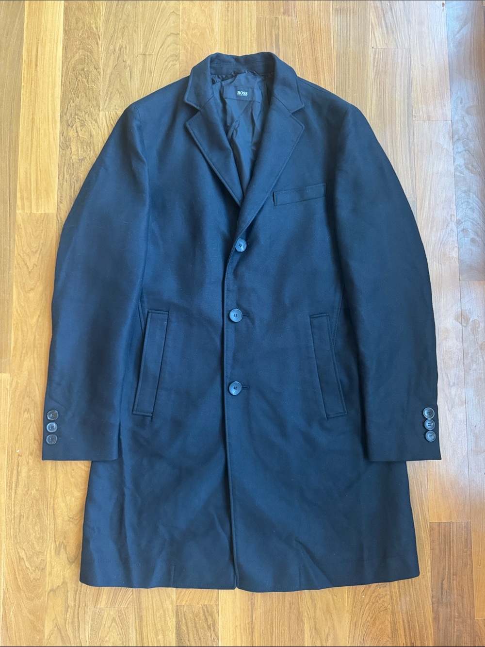 BOSS Hugo Boss Black Shawn5 Single-Breasted Wool Blend Slim Fit Trench Coat 38R